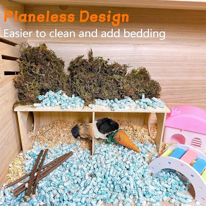 Hamiledyi Wooden Hamsters 2-Chamber Hideout-Tunnel Multi Chamber Exploring Toy Rat 14 x 6.3 x 5.5 Exploring Tunnel Toy for Mice Guinea Pig Squirrel Sugar Glider