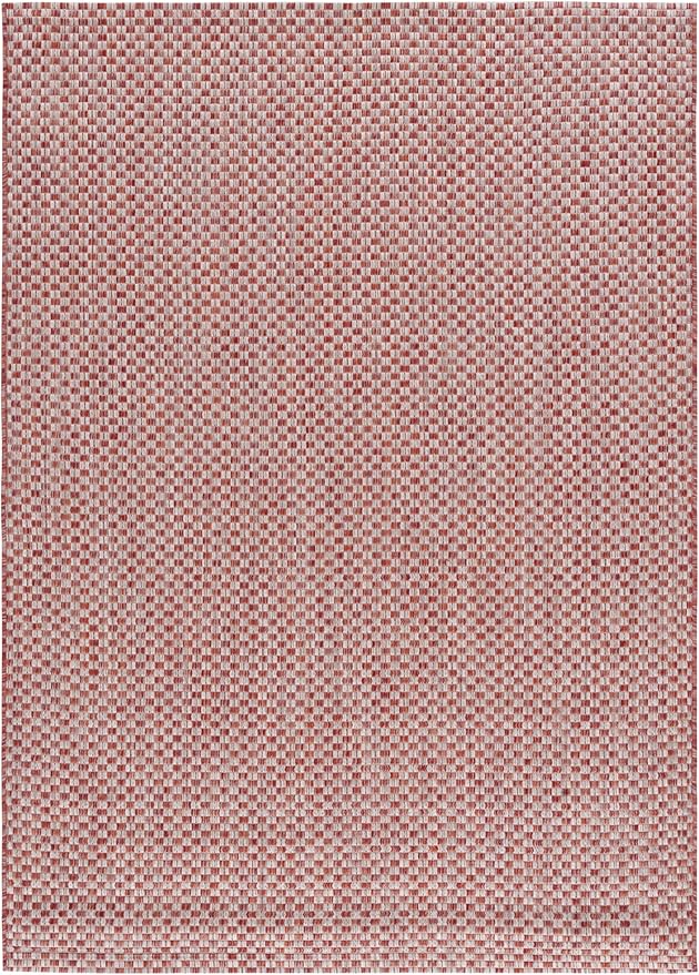 SAFAVIEH Washable Rug Outdoor Courtyard Collection - 5'3" x 7'7", Rust & Light Grey, Non-Shedding & Easy Cleaning, Ideal for Patio, Backyard, Mudroom (CY8653-36521)