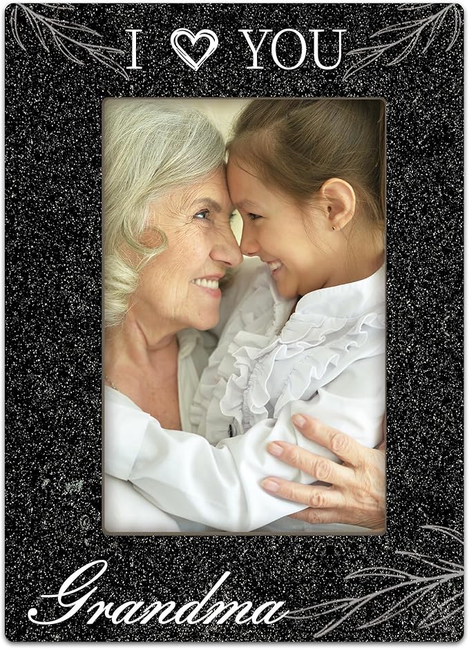 Grandma Gifts,“I Love You”Black Wood Picture Frame, 4x6 Inch, Vertical Photo Frame, Meaningful Gift for Grandma, Elegant Tabletop and Home Display