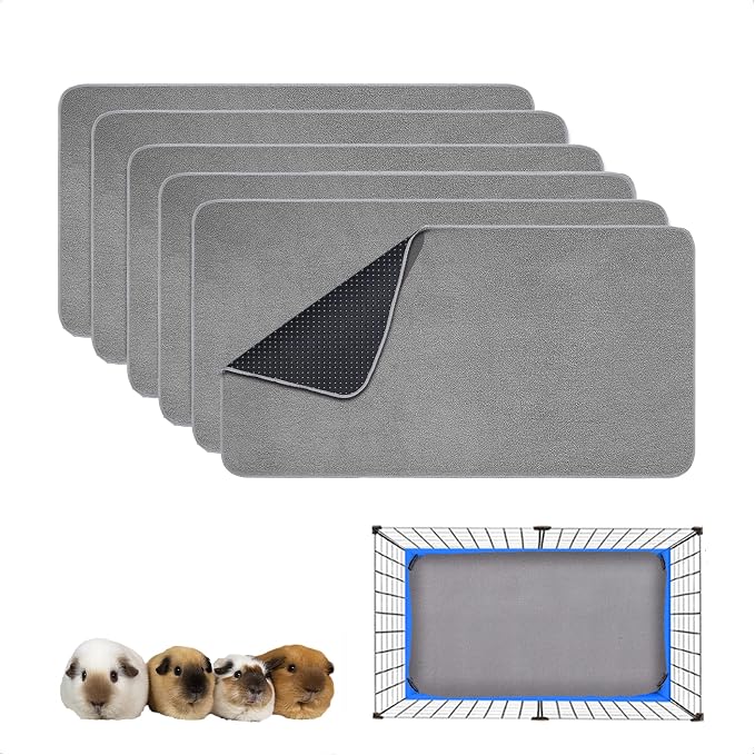 Guinea Pig Bedding, Cage Liners, Washable, Reusable & Leakproof | Premium Fleece Material, Instant Absorbent, Anti-Slip Bottom, Ideal Pee Pads for Small Animals.