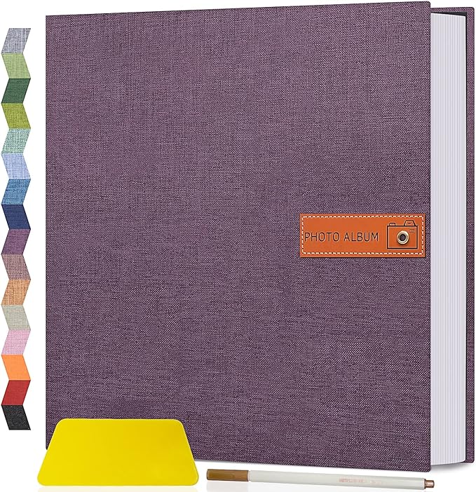 Popotop Large Photo Album Self Adhesive 4x6 5x7 8x10 Scrapbook Album DIY Picture Book,Gifts for Mom,Family Baby and Wedding,with Metal Pen and Plastic Board