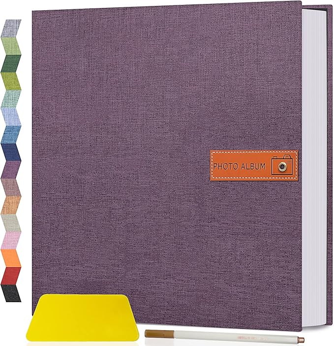 Popotop Large Photo Album Self Adhesive 4x6 5x7 8x10 Scrapbook Album DIY Picture Book,Gifts for Mom,Family Baby and Wedding,with Metal Pen and Plastic Board
