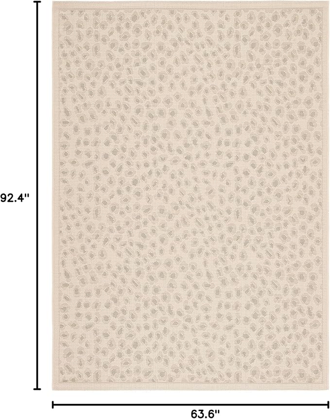 SAFAVIEH Washable Rug Outdoor Courtyard Collection - 5'3" x 7'7", Beige & Gold, Non-Shedding & Easy Cleaning, Ideal for Patio, Backyard, Mudroom (CY6104-23612)