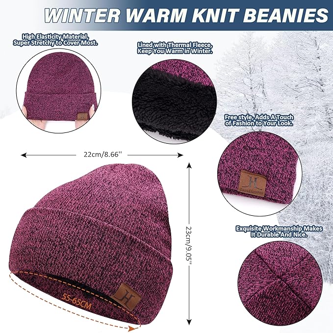 Winter Beanie Hat Scarf Touchscreen Gloves Set for Men and Women, Beanie Gloves Neck Warmer Set with Warm Knit Fleece Lined