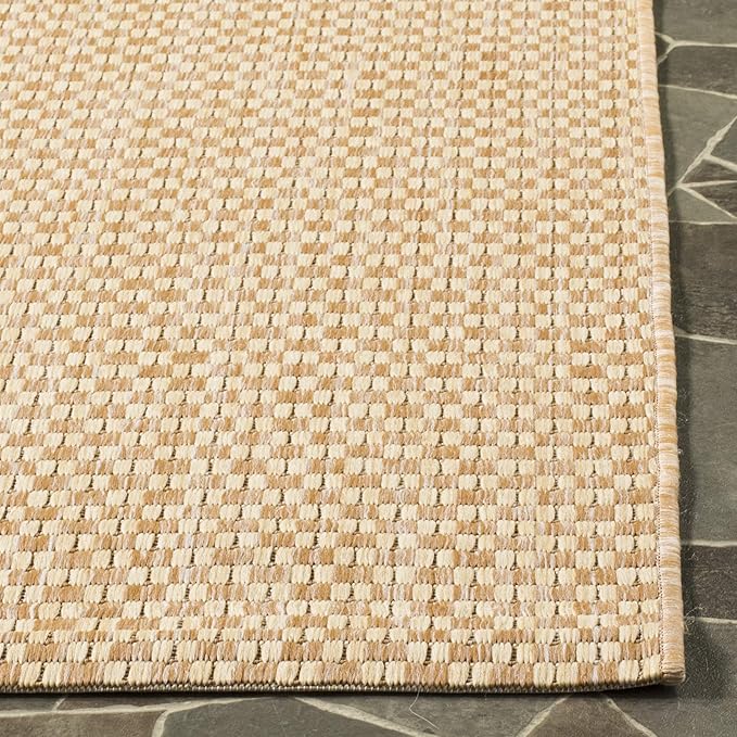 SAFAVIEH Washable Rug Outdoor Courtyard Collection - 2'3" x 18' Runner, Natural & Cream, Non-Shedding & Easy Cleaning, Ideal for Patio, Entryway, Mudroom, Hallway, Kitchen (CY8653-03021)
