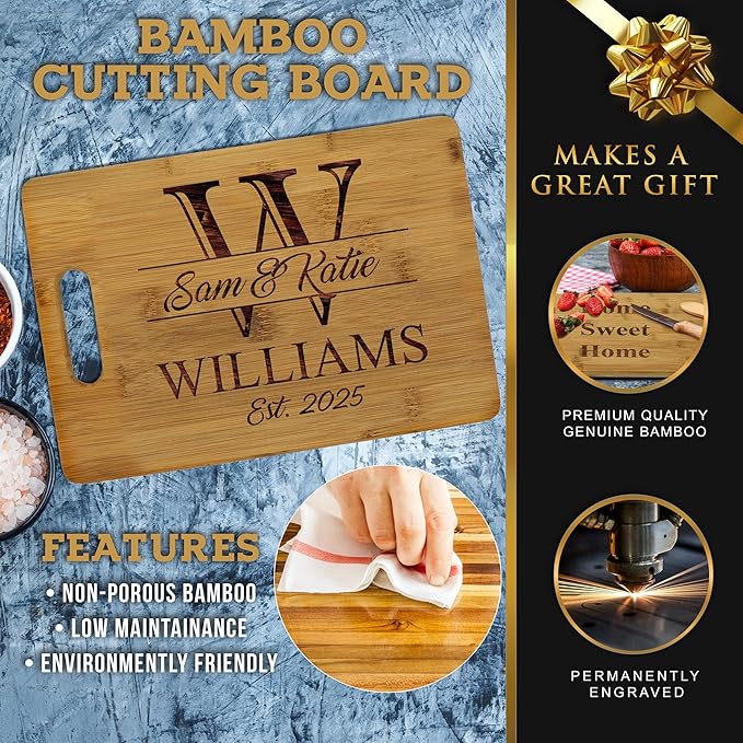 My Personal Memories Custom Personalized Bamboo Cutting Board - For Wedding, Anniversary and Couples - Majestic Style