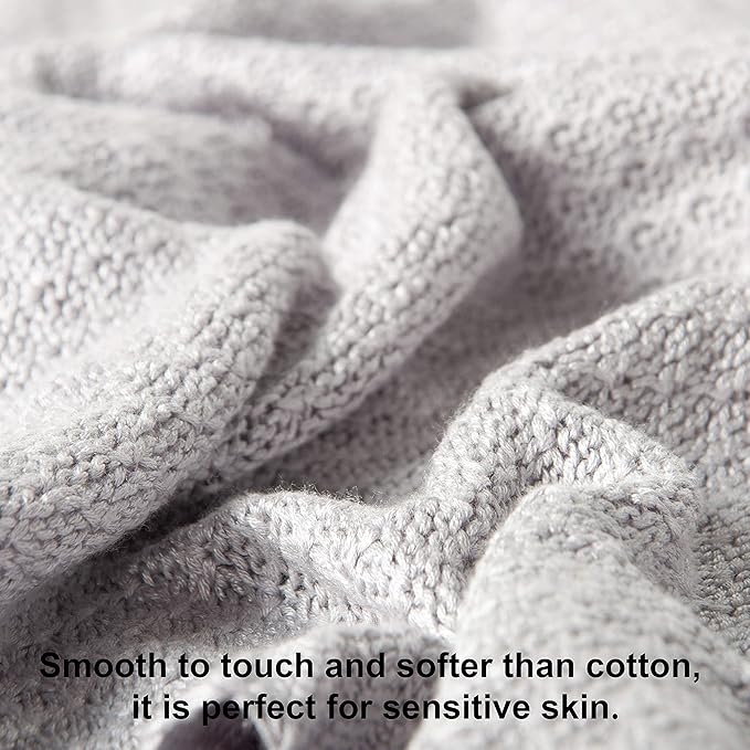 NTBAY Cable Knit Cooling Bed Blanket, Soft and Breathable Oversized Twin Bed Blanket 60x80 Inches Made from Rayon Derived from Bamboo for Bedroom, Travel, Silver Grey