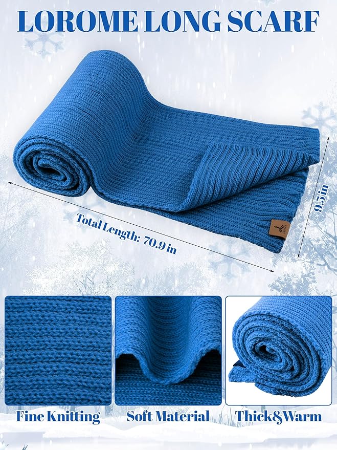 LOROME Women Winter Beanie Hat Scarf Gloves Set, Fleece Knitted Pompom Hat Warm Neck Scarf Touchscreen Gloves Winter Gift