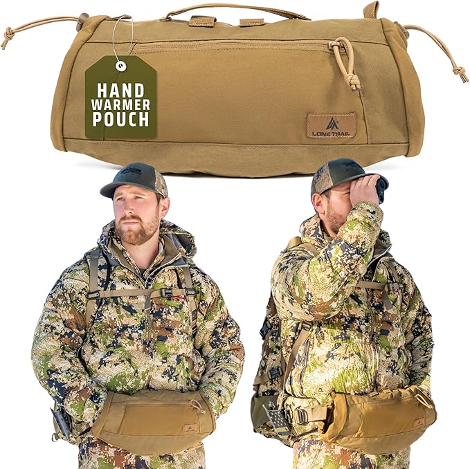 Lone Trail Hunting Hand Warmer Pouch, Hiking, and Camping with 500D Water Repellent Exterior - Hand Muff Hunting Gear 9oz Ultra Light and Adjustable, Sherpa Fleece