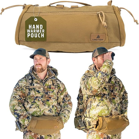 Lone Trail Hunting Hand Warmer Pouch, Hiking, and Camping with 500D Water Repellent Exterior - Hand Muff Hunting Gear 9oz Ultra Light and Adjustable, Sherpa Fleece