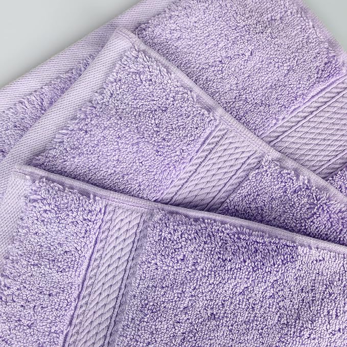 BLUENILEMILLS Madison Egyptian Cotton Towels, Towel Set for Bathroom, Shower, Hotel, Plush, 900 GSM, Highly Absorbent and Ultra-Soft Towels, Bath Essentials, 8 Piece Assorted Towel Set, Purple
