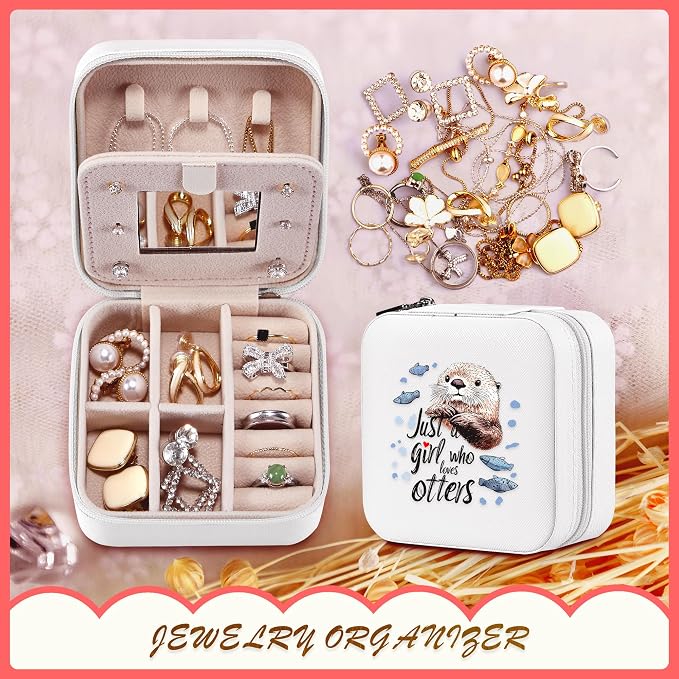 Otter Jewelry Box, Gifts For Teens Girls, Otter Lovers Stuff Items Accessories Things Merchandise Decor Merch, Travel Ring Earrings Necklace Organizer Holder!