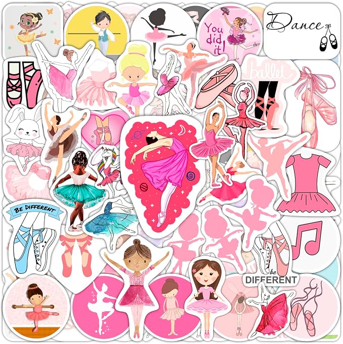 Ballet Stickers - Ballerina Laptop Stickers, Ballet Gifts, Ballerina Party Supplies, Gifts for Women & Men
