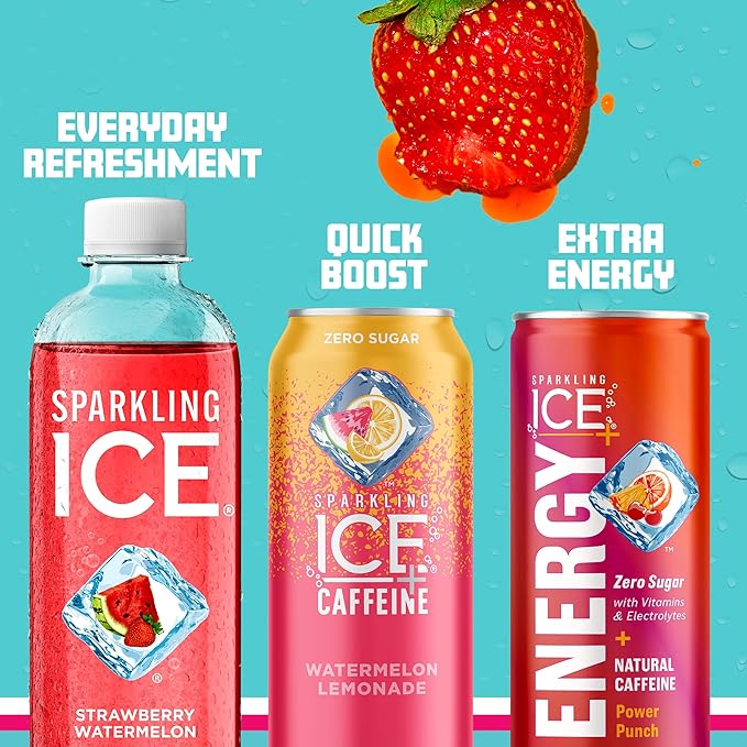 Sparkling Ice Blue Variety Pack, Zero Sugar Sparkling Water, with Vitamins and Antioxidants, 17 fl oz, 12 count (Classic Lemonade, Strawberry Watermelon, Grape Raspberry, Lemon Lime)