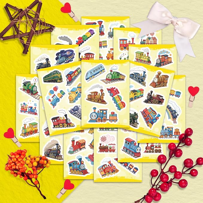 100Pcs Train Stickers for Water Bottle - Train Party Supplies & Decorations - Railroad Stickers - Gift for Women & Men