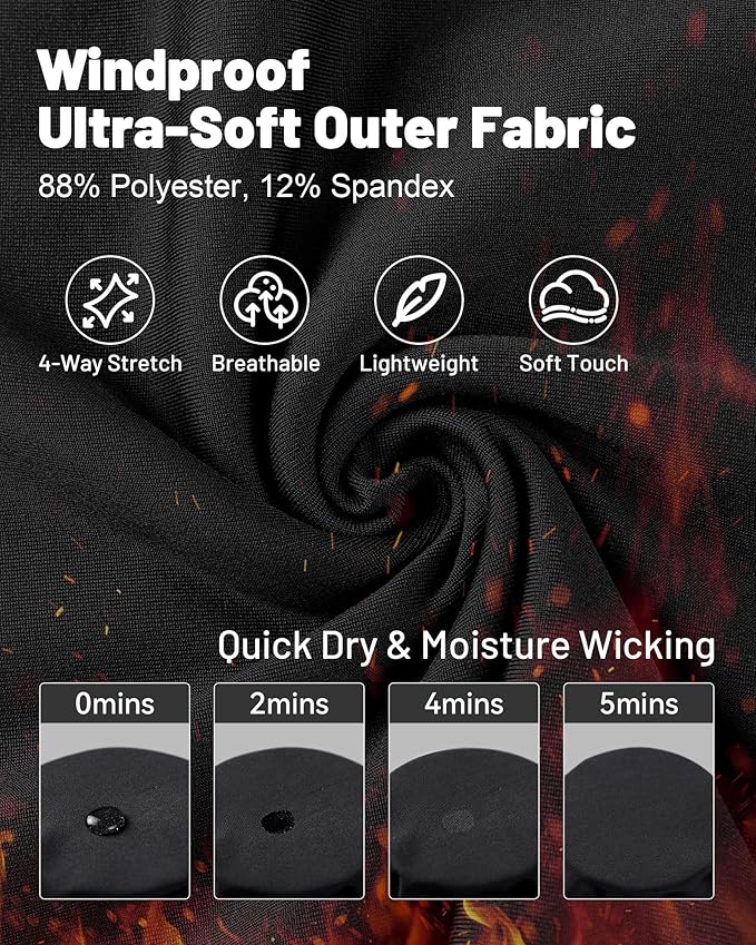 Moozava Mens Thermal Long Sleeve Shirt Fleece Lined Compression Base Layer Top Cold Weather Gear Hunting Athletic Undershirt