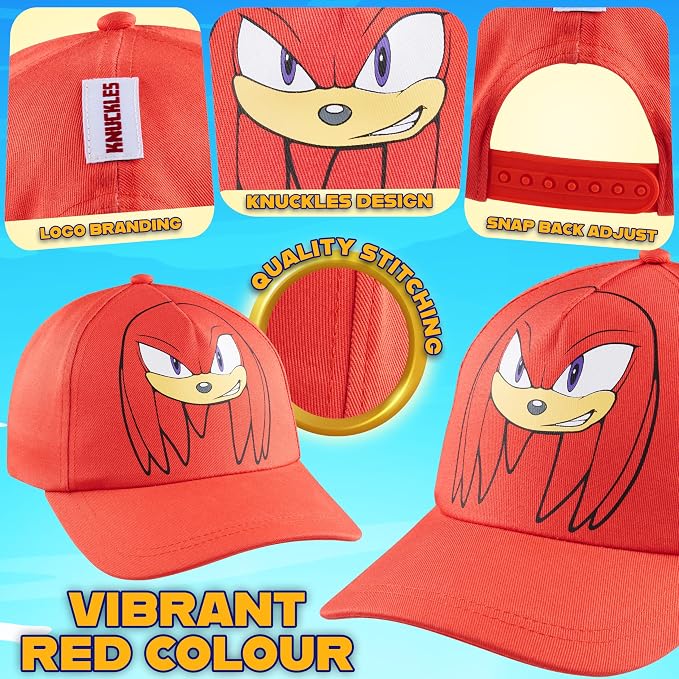 Sonic the Hedgehog Boys Baseball Cap Kids Sun Hat for Summer Beach Outdoor Play Cotton Ball Cap Gifts for Boys