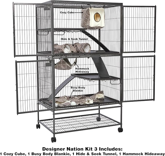 MidWest Homes for Pets Ferret Nation & Critter Nation Accessories Kit, Designer Diamond Print, Kit 3