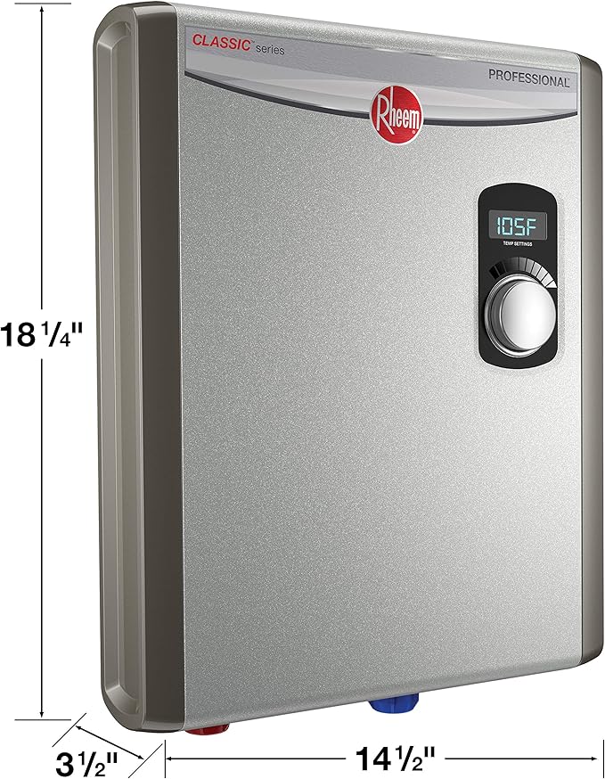 Rheem 18kW 240V Tankless Electric Water Heater, Gray
