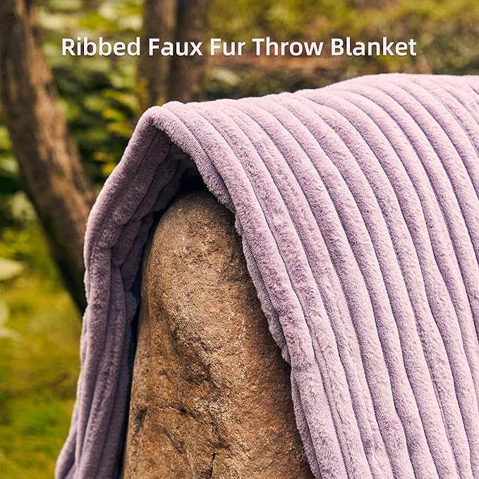 GOTCOZY Electric Blanket Heated Throw 50''X60''- Ribbed Faux Fur Heated Blanket with 4 Heating Level & 3 Hour Auto Off Heating Blanket, ETL&FCC Certified Machine Washable(Violet)