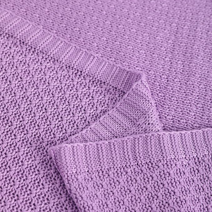NTBAY Cable Knit Cooling Toddler Blanket, Soft and Breathable Baby Blanket 30x40 Inches Made from Rayon Derived from Bamboo for Crib, Stroller, Nursery, Light Purple
