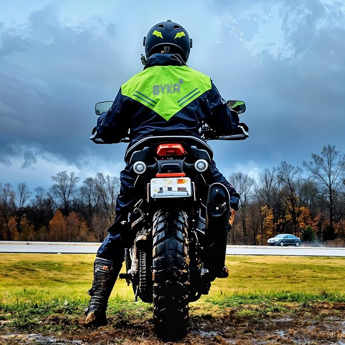 BYKR Waterproof Outdoors Motorcycle Rain Suits for Men & Women Cycling 2-Piece Breathable & Windproof Wet Weather Protection