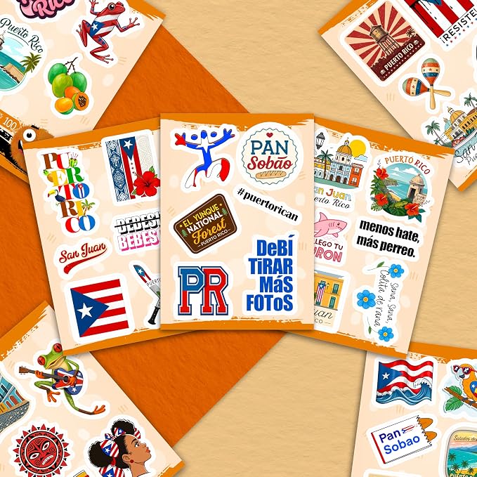 100Pcs Puerto Rico Stickers and Decals for Water Bottle, Laptop - Puerto Rico Gifts, Party Supplies & Dacorations - Puertorican Gifts - Gift for Women & Men