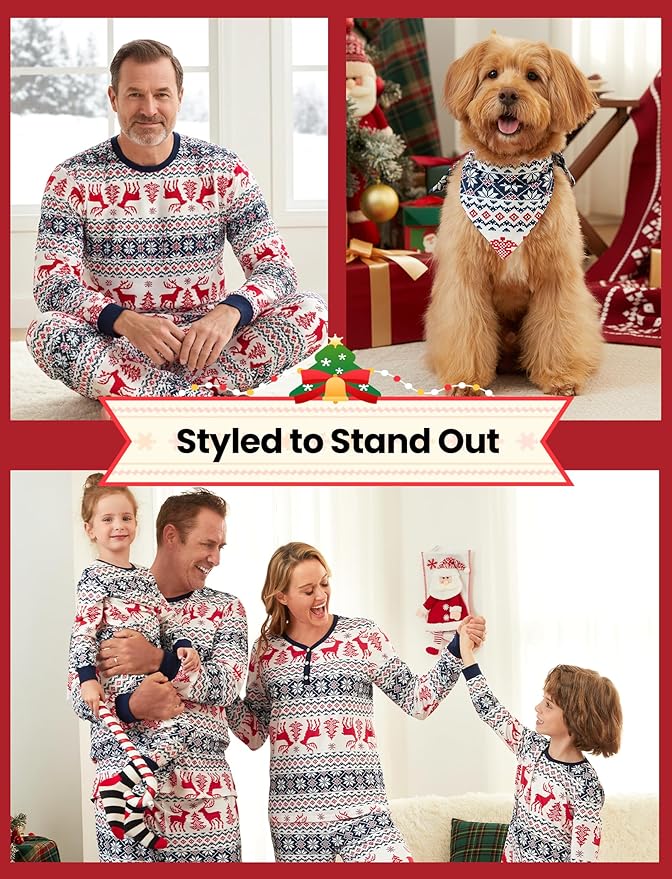 PATPAT Christmas Family Matching Pajama Sets Includes Christmas Socks - Perfect for Family Photos & Holiday Celebrations