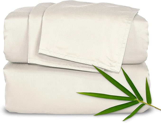 Short Queen Sheets by Pure Bamboo for RV Camper (60"x75") - Genuine 100% Organic Viscose Derived from Bamboo Bed Sheet Set, Soft & Cooling, Lifetime Quality Promise (Short Queen, Ivory)