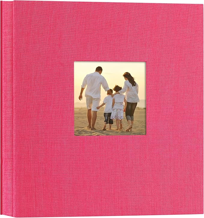 potricher Linen Hardcover Photo Album 4x6 600 Photos Large Capacity for Family Wedding Anniversary Baby Vacation (Rose Red, 600 Pockets)