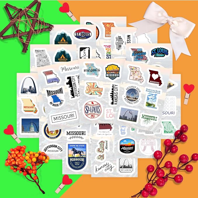 100Pcs Missouri Sticker for Water Bottle and Laptop - State Souvenirs, Decorations & Gifts, Waterproof Vinyl Decals, Gifts for Women & Men