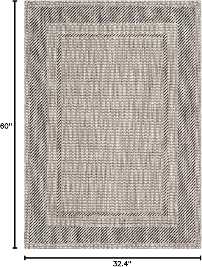 SAFAVIEH Courtyard Collection 2'7" x 5' Beige/Black CY8477 Indoor/ Outdoor Waterproof Easy Cleaning Patio Backyard Mudroom Area Rug
