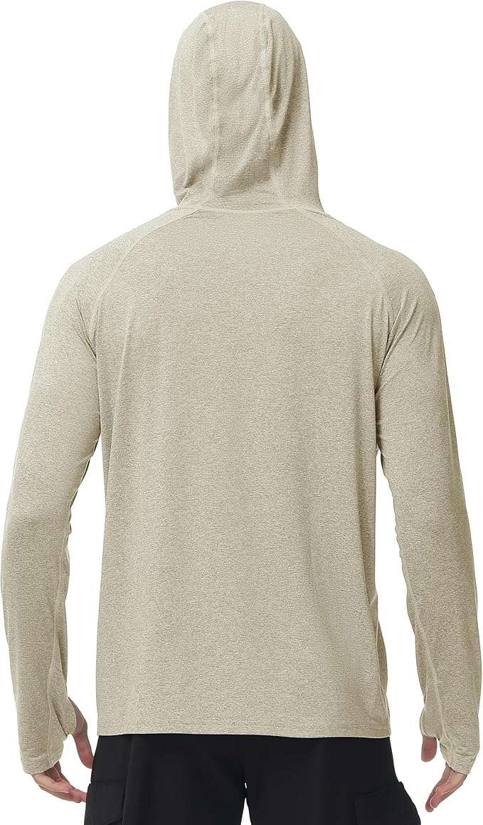 Roadbox Mens UPF 50+ Fishing Shirts, Long Sleeve UV Sun Hoodie, Hiking Running Swim Athletic Workout Shirt