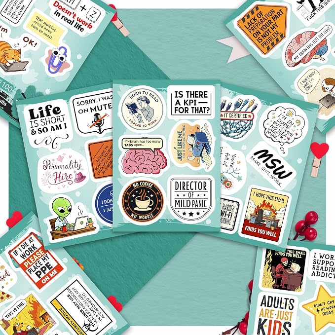 100Pcs Funny Work Stickers for Adults, for Water Bottle - Funny Coworker Gifts, Work Gifts - Coworker Stickers Bulk