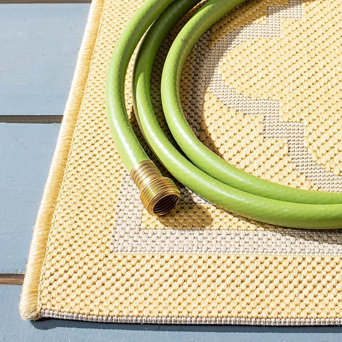 SAFAVIEH Courtyard Collection 4' x 5'7" Gold/Beige CY6918 Trellis Indoor/ Outside Waterproof Easy cleansingPatio Backyard Mudroom Area Mat