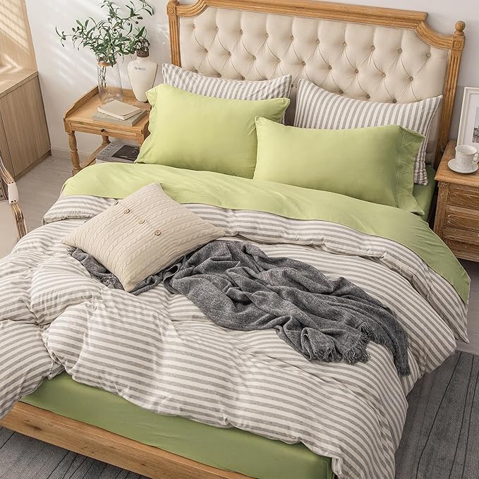 PURE ERA Jersey Knit 4pc Bed Sheet Set 100% T-Shirt Cotton Super Soft Comfy Breathable Fits Mattress Up to 20" Extra Deep Pocket (Solid Mocha Green, King)