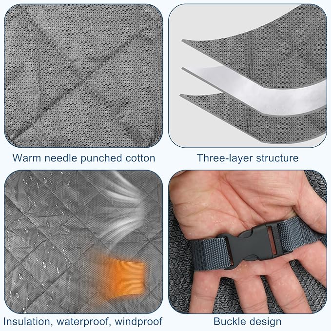 Window Insulation kit, 3-Layer Cotton Thermal Insulated Window Cover 37 Inch x 80 Inch Oxford Winter Window Covering Velcro Insulation Curtain for Cold Weather to Keep Warm (40inches X 63inches)