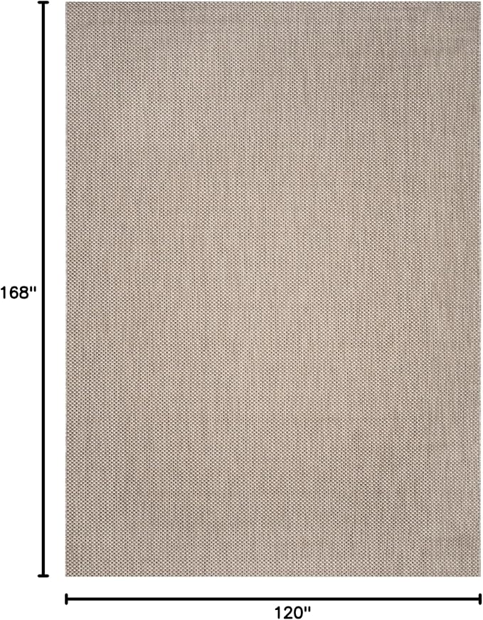 SAFAVIEH Washable Rug Outdoor Courtyard Collection - 10' x 14', Natural & Cream, Non-Shedding & Easy Cleaning, Ideal for Patio, Backyard, Mudroom (CY8521-36312)