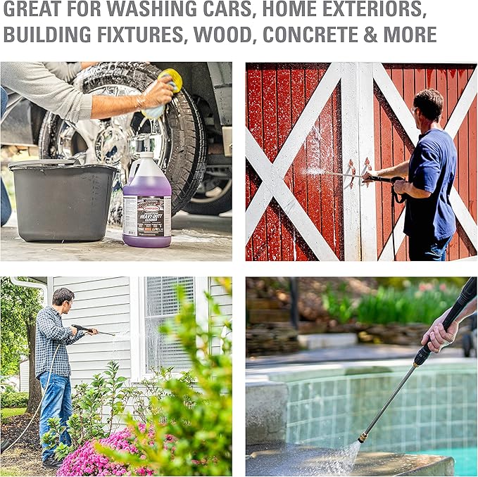 Simpson Cleaning 88282 Cleaner, Concentrated Soap Solution for Pressure Washers and Spray Bottles, Use on Concrete, Vinyl Siding, Appliances, Windows, Cars, Fences, Decks, Purple, 1 Gallon