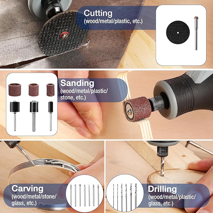 WORKPRO 698-Piece Rotary Tool Accessories Kit, Rotary Tool Bits for Easy Cutting, Grinding, Sanding, Polishing, Cleaning, Drilling, Carving and Engraving