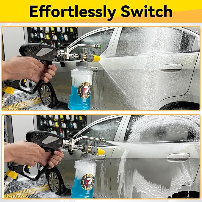 Tool Daily Foam Cannon with Pressure Washer Gun, Dual Connector Accessory, Power Washer Gun with 3/8'' Swivel Connector, Adjustable Soap Cannon with M22-14 and 1/4” Quick Connect Fittings, 1.5 Liter