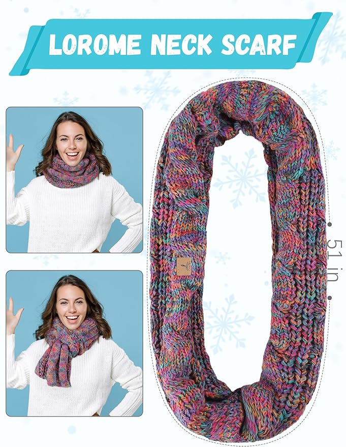 Winter Beanie Hat Scarf Gloves, Warm Fleece Knit Hats Touch Screen Gloves Neck Scarf Set Winter Gifts for Unisex Adult