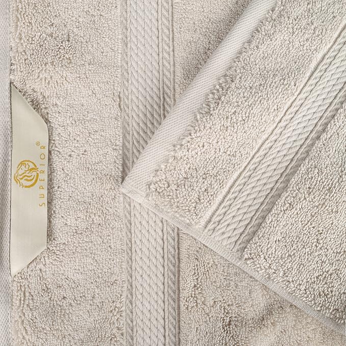 BLUENILEMILLS Madison Egyptian Cotton Towels, Towel Set for Bathroom, Shower, Hotel, Plush, 900 GSM, Highly Absorbent and Ultra-Soft Towels, Bath Essentials, 8 Piece Assorted Towel Set, Stone