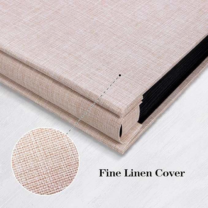 Mublalbum Small Photo Album 4x6 200 Photos Linen Cover Picture Book with Horizontal Pockets for Family Wedding Baby and Anniversary (Beige)