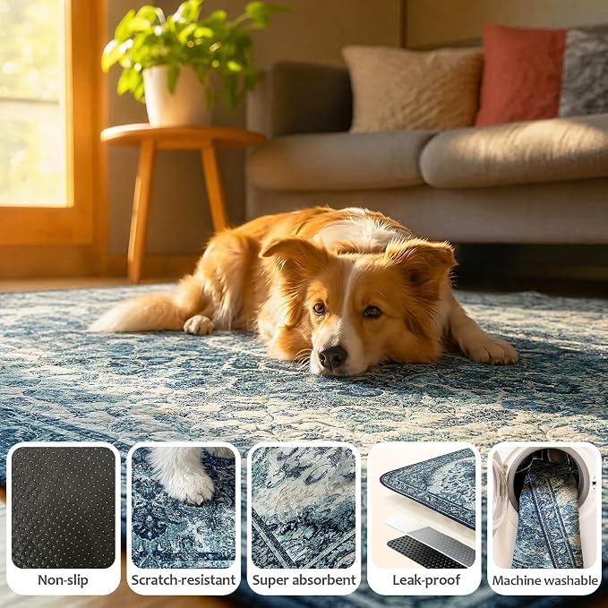 Washable Pee Pads for Dogs, Reusable Puppy Potty Training Pads, Ultra-Absorbent Thick Waterproof Leak-Proof Non-Slip Pads & Mat for Crate, Playpen, Floor, Whelping & Housebreaking , 2 Pack 48"x48"