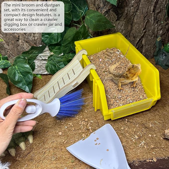 Reptile Digging Box Plastic Leopard Gecko Burrowing Habitat Hide Box with Wooden Ladder Compatible with Terrariums Tailored for Juvenile Bearded Dragons and Snake in Compact Setups (Yellow)