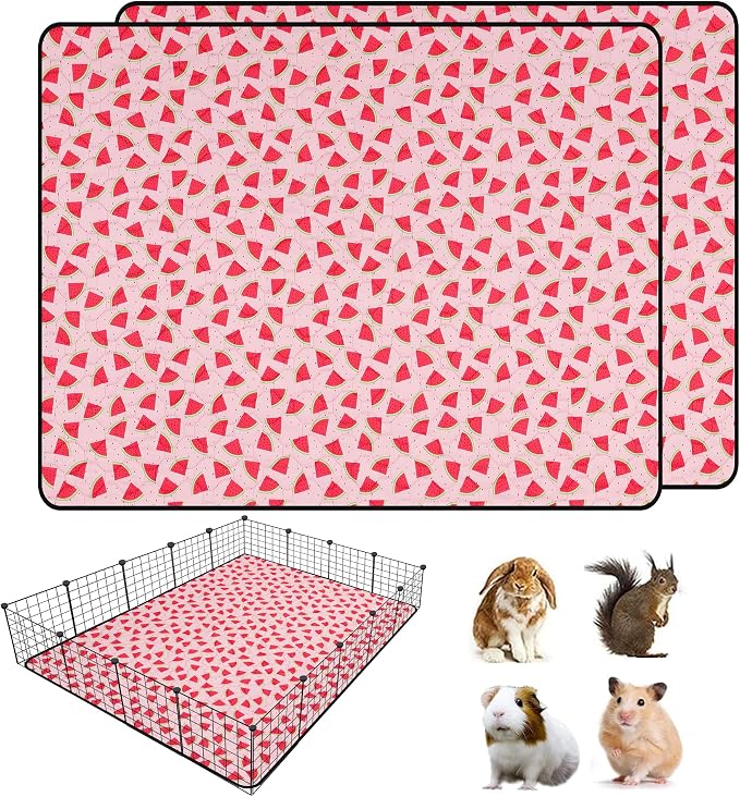 2 PCS Guinea Pig Cage Liner, Reusable Waterproof Guinea Pig Liner, Washable Small Animals Bedding, Super Absorbent Pet Pee Pads Guinea Pig Mats, Rabbit Mats for Cages (48 * 60 inch)