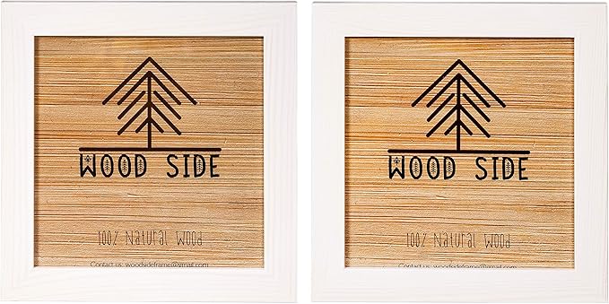 Rustic Wooden Square Picture Frames 8x8 - Set of 2-100% Natural Solid Eco Wood with Real Glass for Wall Mounting and Tabletop Photo Frame - White