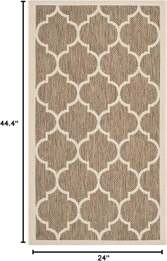 SAFAVIEH Washable Rug Outdoor Courtyard Collection - 2' x 3'7', Brown & Bone, Non-Shedding & Easy Cleaning, Ideal for Patio, Front Door, Entryway, Doormat (CY6914-242)