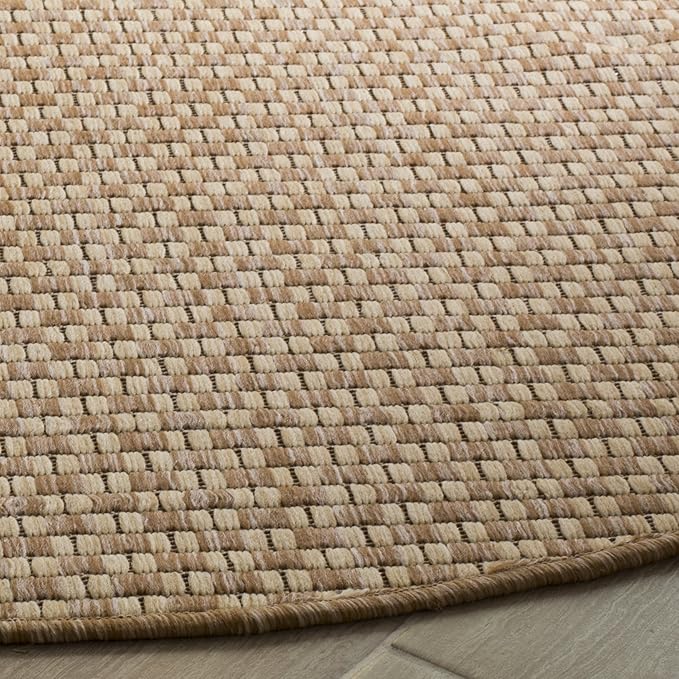 SAFAVIEH Courtyard Collection 4' Round Natural / Cream CY8653 Indoor/ Outside Waterproof Easy cleansingPatio Backyard Mudroom Area Mat